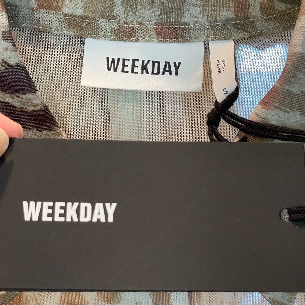 NWT ASOS Weekday Mesh Button Down - Picture 12 of 16